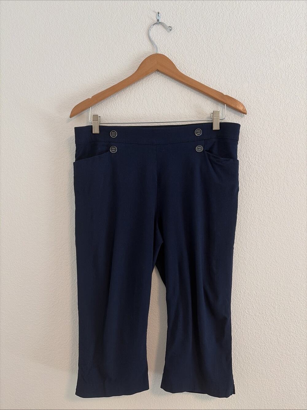 NEW 89th & Madison Stretchy Capri Work Pants Blue Pants Size Large Pockets